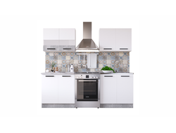 Кухня Модена 1,6 м, ателье светлый + Травертин серый. Столешница в комплекте