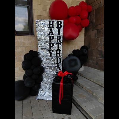 Оформление детского дня рождения в красно-чёрном стиле № 1451