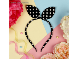 Ободок для волос "Веселые ушки" горох черный