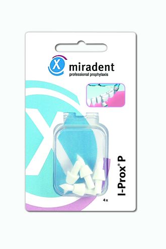 Набор запасных насадок-щеточек для монопучковой зубной щетки I-Prox P, Miradent, 4 шт.