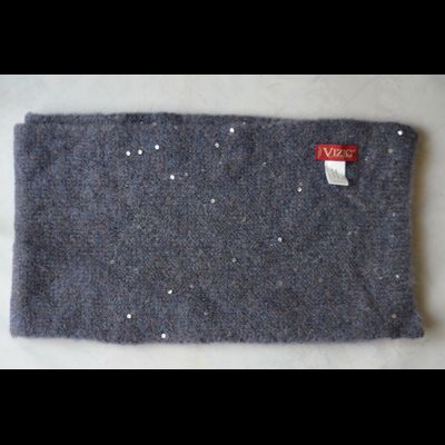 Голубой вязаный шарф с большими пайетками Италия vizio 5841