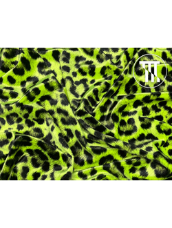Бархат-стрейч принт Леопард арт. 007, цв. Неон-лайм