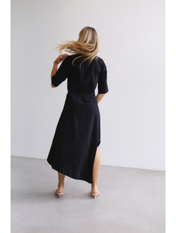 Платье-футболка с асимметричным подолом  (черный)