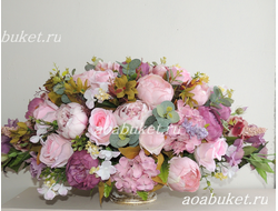 Атмосферная Композиция из искусственных цветов пудровых расцветок № КВВ051/Купить для создания уюта