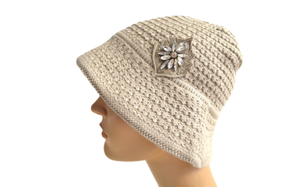 Шляпа Vizio 1537 FF Италия бежевая стразы
