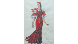 Ситников Н.В. (1910-1993) Эскиз костюма Наташи к спектаклю "Русалка" 1972 г. 42Х28