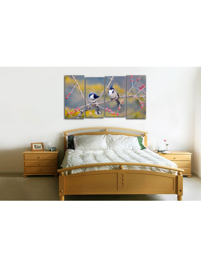 Модульная картина "Свирестелы на веточке"