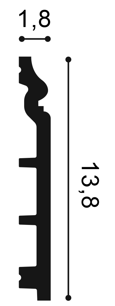 Плинтус ORAC Decor SX118, дюрополимерный, влагостойкий, ударопрочный, под покраску, длина 2 метра