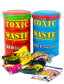 Набор Леденцы суперкислые "Toxic Waste"/красная и голубая бочка.