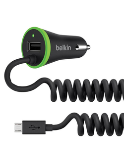 Зарядное устройство автомобильное BELKIN Boost Up,1 порт USB, кабель microUSB 1,2 м, выходной ток 2.1/3., F8M890bt04-BLK