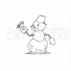 Штамп Снеговик с птичкой