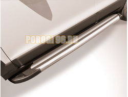 Пороги алюминиевые "Luxe Silver" для Hyundai Santa Fe (2012-2018)