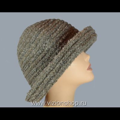 Бежевая женская шляпа с полями вязаная Италия Vizio 6484