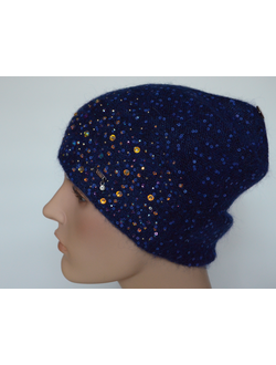 Женская шапка стразы Сваровски Vizio Италия 6917 CL темноголубая