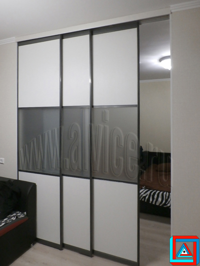 Перегородка-телескоп КАСКАД из 3-х створок в створе проема