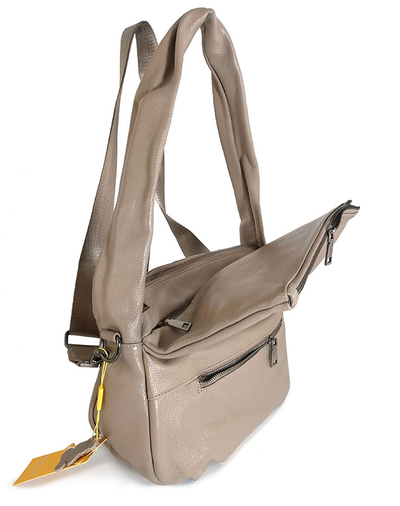 (АРТИКУЛ: 9606/1) СУМКА ЖЕНСКАЯ, НЕБОЛЬШАЯ, НАТУРАЛЬНАЯ КОЖА, БЕЖЕВАЯ, РУЧКА ЧЕРЕЗ ПЛЕЧО, С ТЕКСТИЛЬНЫМ ПЛЕЧЕВЫМ  РЕМНЕМ