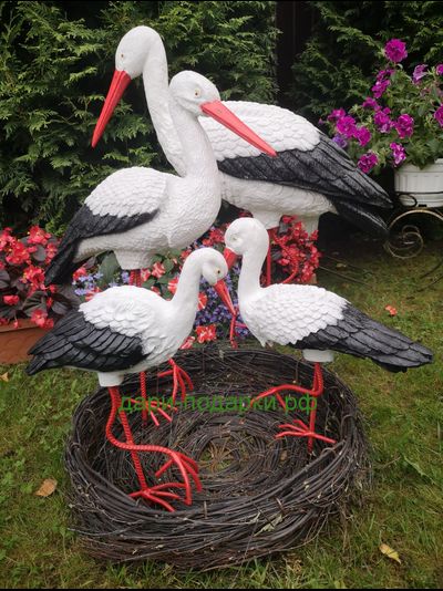 Аисты в гнезде Большая семья (Аист-70см, Аист-72см, Аист-80см, Аист-115см) Аист - является символом новой жизни. Согласно русским народным поверьям, аист - птица, счастье в Ваш дом. Также аист покровительствует рождению детей.