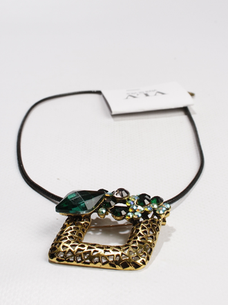 Подвеска "Ажурный квадрат стразы" белый металл, желтый металл