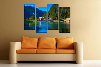 Модульная картина "Отдых у реки"