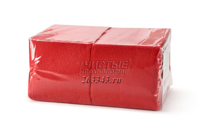 Салфетки столовые, однослойные, цвет красный, 24х24 см