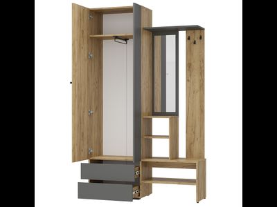 Прихожая Кинг ПР-04, Крафт/Графит (BTS)