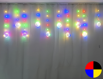 Гирлянда улица/ помещение "Бахрома" #А105 цвет: мультиколор, размер 300х60см. , 100 LED-ламп.