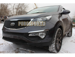 Защита радиатора KIA Sportage 2014-2016 black верх