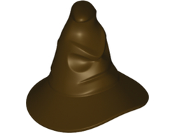 Minifigure, Headgear Hat, Wizard / Witch with Face HP Sorting Hat, Dark Brown (38974 / 6236964 / 6407069)