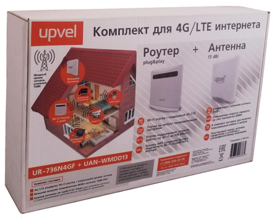 Комплект UR-736N4GF 4G/LTE Wi-Fi роутер стандарта 802.11n 300 Мбит/с + Внешняя антенна UAN-WMDD13 13dbi