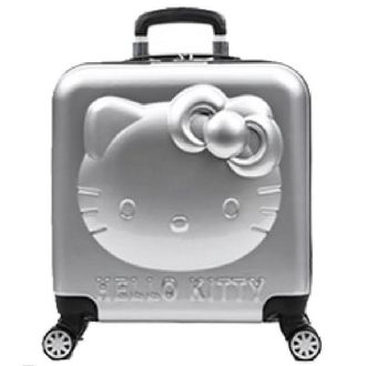 Детский чемодан 3D Hello Kitty (Хеллоу Китти) серебристый