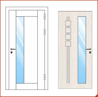 входная дверь со стеклопакетом. металлическая профильная конструкция. внутренняя сторона: фрезерованная накладка мдф под плёнкой пвх