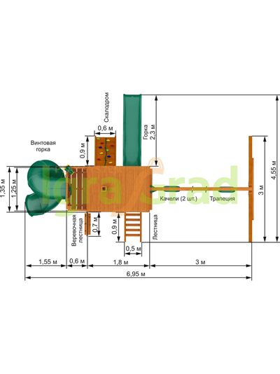 Детская площадка IgraGrad Шато с трубой (Дерево)