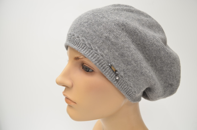 Кашемировый берет серого цвета