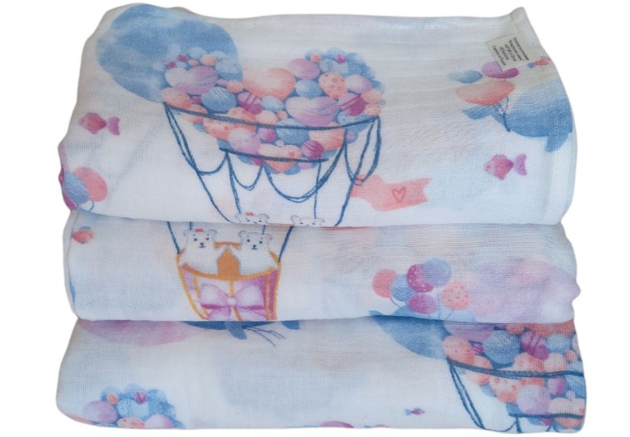 Пеленка муслиновая "На воздушных шарах"
