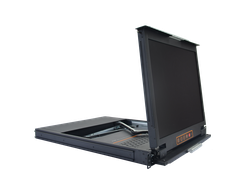 Выдвижная LCD KVM консоль с монитором Kinan 19&quot;, Dual Rail, PS/2, USB, Клавиатура Ultra-Slim, Тачпад, TFT-дисплей, 8 портов, каскадное подключение до 256 устройств, разрешение до 1280x1024 75Hz, локальная (без удаленного доступа через интернет) (DL1908)