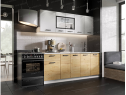 Кухонный гарнитур ЛДСП Хозяюшка 2,0м Белый гладкий/Дуб Вотан