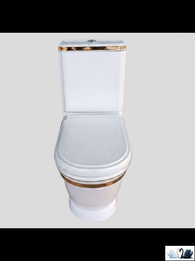 Унитаз Creavit Antik Gold AN360-11CB00E-AD00, с бачком AN410.A00, с золотой лентой, напольный приставной