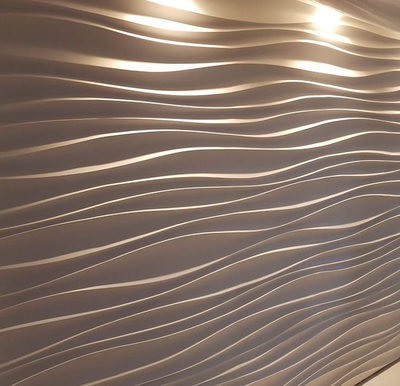 Гипсовая 3D панель "Волна двойная острая" (смонтированные панели, г.Москва, вид 2)