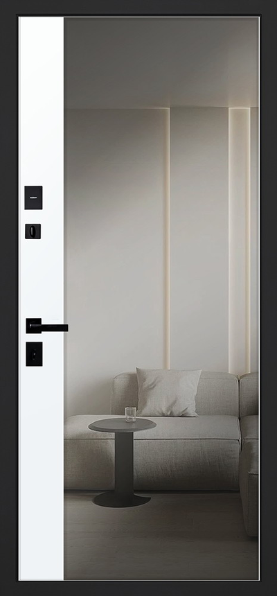 Стальная дверь   Сапсан с зеркалом (умная электронная дверная ручка с отпечатком пальца Smart lock T888 Черная)