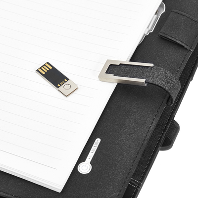 Многофункциональный Ежедневник с беспроводной зарядкой, Повер-банком и флеш-картой. Синий.