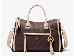 Сумка сэтчел Michael Kors Carine с логотипом коричнево-бежевая