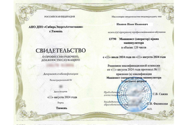 Свидетельство о профессии рабочего, должности служащего с системой защиты