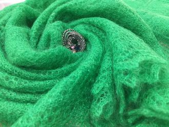Оренбургский пуховый платок-паутинка А140-12 зеленый