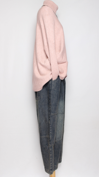 Джинсы "Строчки асимметрия синие р.48-54