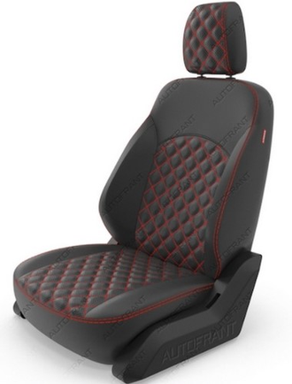 Чехлы "Автофрант" из экокожи  [ромб до середины 3D]