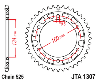 Звезда ведомая алюминиевая JT JTA1307.42 (JTA1307-42) (A1307-42) для Honda Road