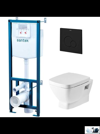 ПЭК Santek Нео 1.WH50.1.776: Инсталляция, прямоугольный унитаз, кнопка смыва черная купить у Marysя