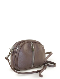 (АРТИКУЛ: 8507/1/8) СУМКА ЖЕНСКАЯ МАЛЕНЬКАЯ, НАТУРАЛЬНАЯ КОЖА, ТЕМНО-БЕЖЕВАЯ, ТРИ ОТДЕЛЕНИЯ, С ДЕКОРАТИВНОЙ МОЛНИЕЙ, ДЛИННЫЙ РЕМЕНЬ ЧЕРЕЗ ПЛЕЧО