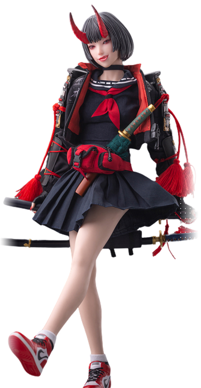 Девочка-они Кина (в черном) - Коллекционная фигурка 1/6 SCALE The Girls of Armament Kina OOKAMI (I8-GLIE001) - i8toys x Gharliera