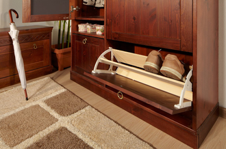 Шкаф для прихожей Дания комбинированный из массива сосны с тумбой для обуви 115 х 36 х 194